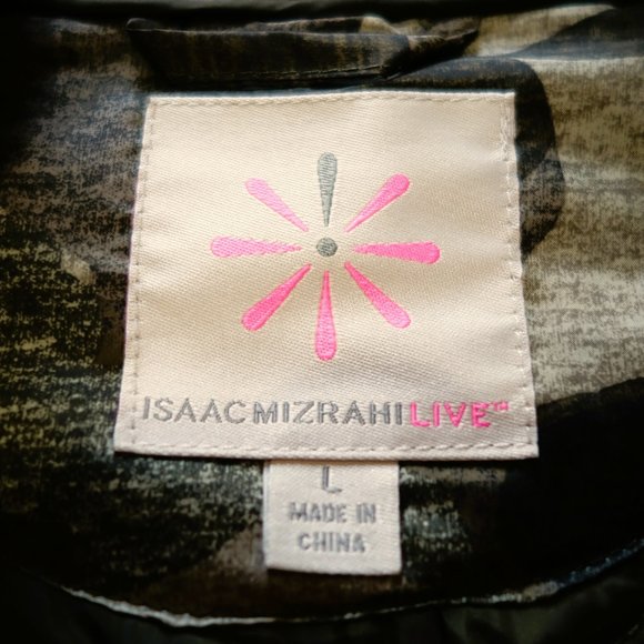 Isaac Mizrahi Live! SOHO Nylon Quilted Green Camo Print Anorak Jacket Size L - Picture 6 of 7